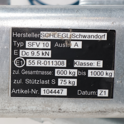 Schlegl Schlegl Auflaufeinrichtung für Anhänger - SFV10 - maximale Anhängelast: 1000 kg - V-Deichselanschluss