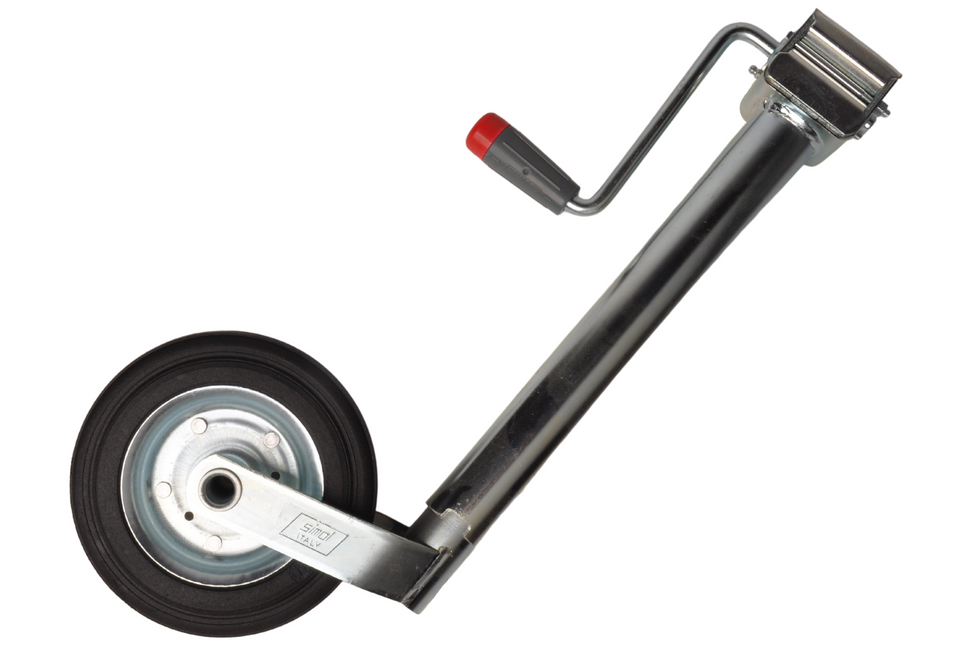 Simol Premium-Stützrad 48 mm mit Seitenkurbel und Gummireifen auf Stahlfelge