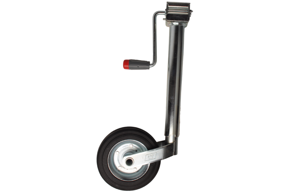 Simol Premium-Stützrad 48 mm mit Seitenkurbel und Gummireifen auf Stahlfelge