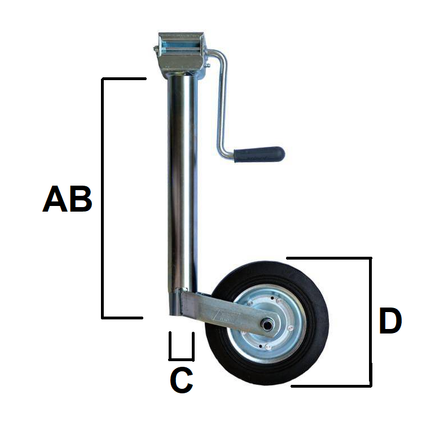 Simol Premium-Stützrad - 48 mm - Seitenkurbel und Gummireifen auf Stahlfelge