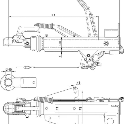 WAP Auflaufeinrichtung für Anhänger WAP 24/35.1 - Maximale Zugkraft 2000 kg – AuflaufbremseV-Deichsel-Anschluss