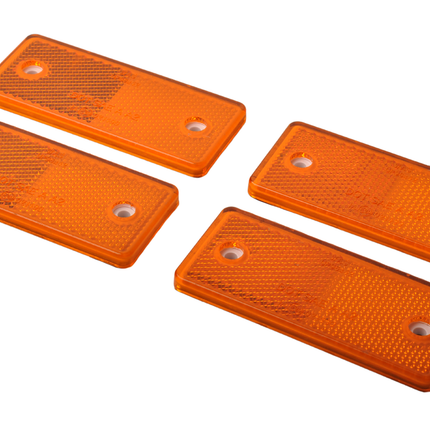 WAS Orange/gelber Reflektor 96x42 mm - selbstklebend & anschraubbar -  4 Stück