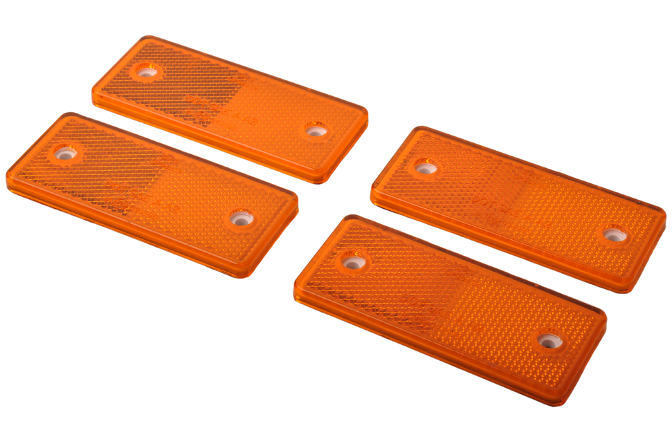WAS Orange/gelber Reflektor 96x42 mm - selbstklebend & anschraubbar -  4 Stück