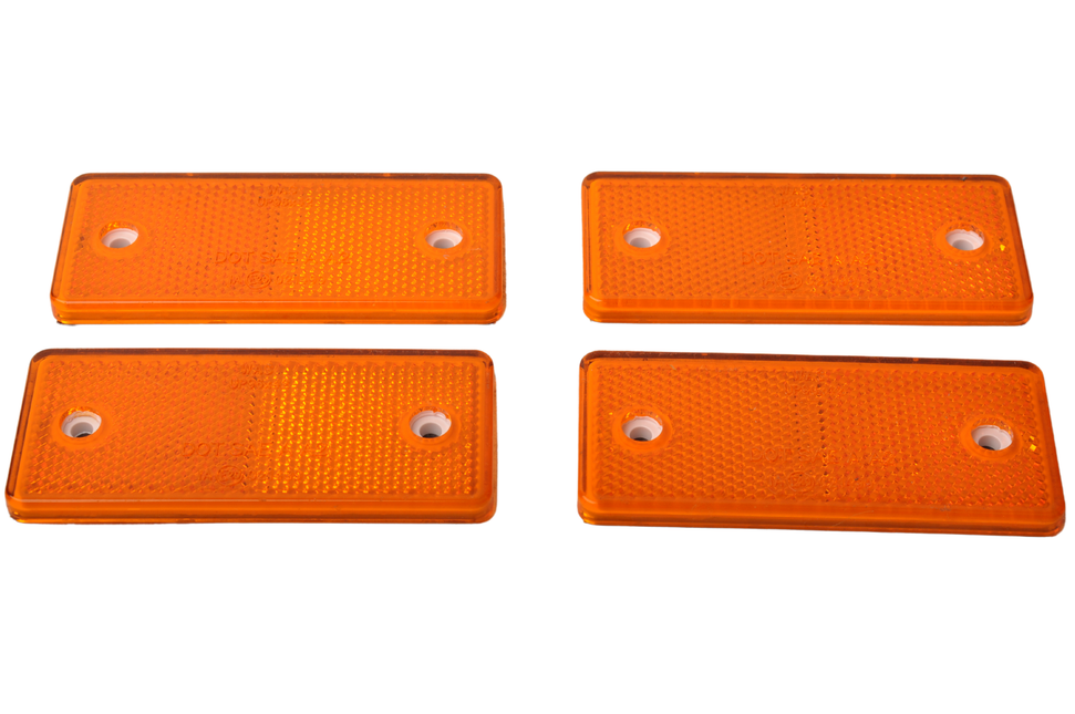 WAS Orange/gelber Reflektor 96x42 mm - selbstklebend & anschraubbar -  4 Stück