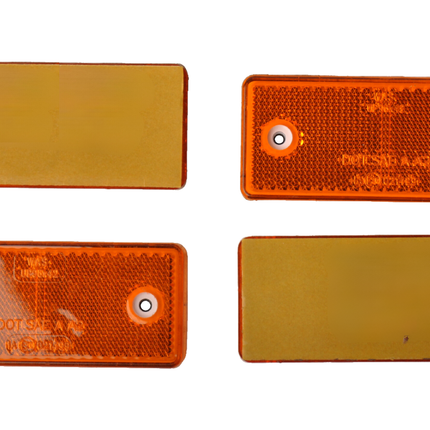 WAS Orange/gelber Reflektor 96x42 mm - selbstklebend & anschraubbar -  4 Stück
