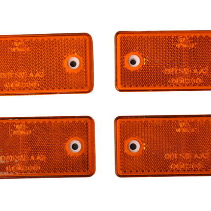 WAS Orange/gelber Reflektor 96x42 mm - selbstklebend & anschraubbar -  4 Stück