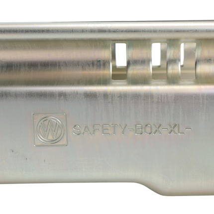 Winterhoff Deichselschloss Kasten Albe XL – Premium – Silber – Stahl – inkl. Edelstahl-Discussschloss mit 2 Schlüsseln – Safetybox XL