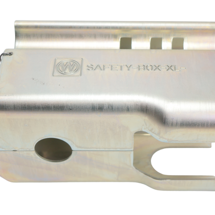 Winterhoff Deichselschloss Kasten Albe XL – Premium – Silber – Stahl – inkl. Edelstahl-Discussschloss mit 2 Schlüsseln – Safetybox XL