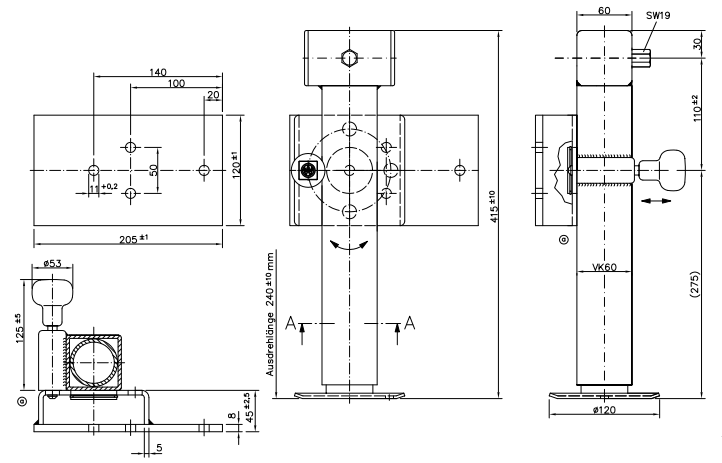 Winterhoff Winterhoff kippbares und ausziehbares Stützbein 1300 kg - Modell Saris