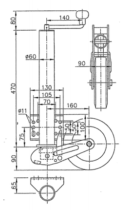 Winterhoff Winterhoff Stutzrad - rund 60 mm - Tragfähigkeit: 250 kg - automatisch