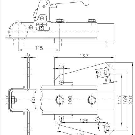 Winterhoff Winterhoff V-Deichsel - Rohr 50 mm - 800 kg - ungebremste Kugelkupplung