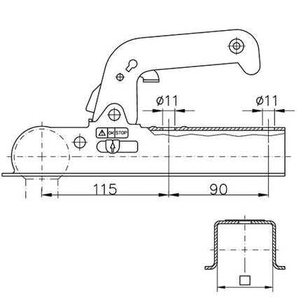Winterhoff Winterhoff WW8-D30 - Rohr 30 mm - 800 kg - ungebremste Kugelkupplung