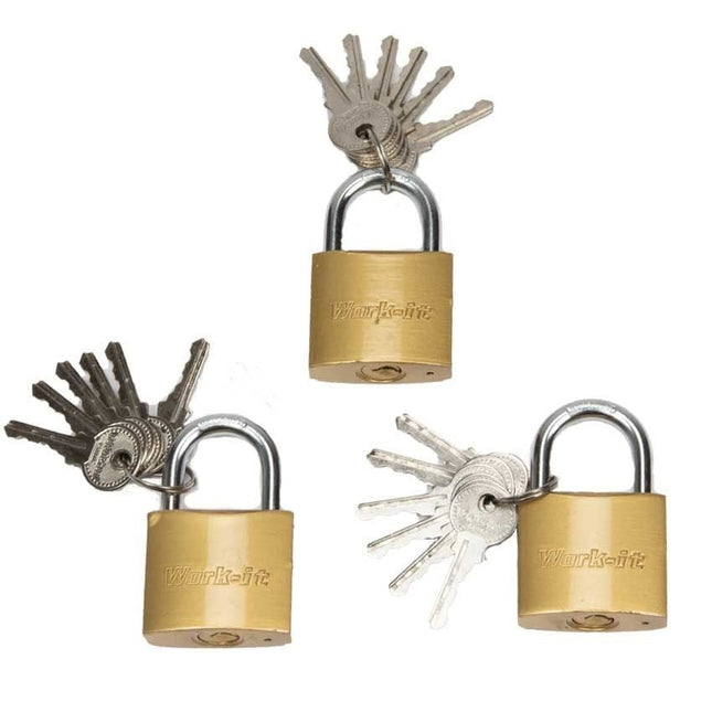 Work-it 3 Stück Vorhängeschloss mit gleichem Schlüssel - 40 mm - gleiches Schloss